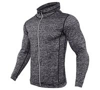 Fleece Coat for Men Warm Plush Jacket Top Men Fitness Training Quick-drying Jacket Solid Color Casual Zipper Long-sleeved Sports Quick-drying Outwear for Outdoor Hiking Work Walking Warm (Grey, XXXL)