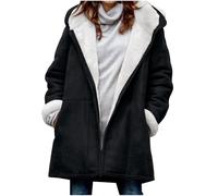 Fleece Coats for Women UK Clearance Winter Warm Teddy Fleece Jackets Soft Fluffy Coat Hooded Overcoat Cardigan Zip Casual Loose Comfy Ladies Jumper Top Outerwear Pea Coat Plain Solid Jacket Size 8-16