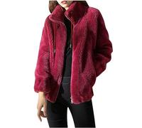 Fleece Coats for Women UK Sale Clearance Winter Warm Teddy Fleece Jackets Soft Fluffy Coat Hooded Overcoat Cardigan Full Zip Casual Loose Comfy Ladies Jumper Tops UK Size S-3XL