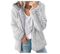 Fleece Coats for Womens UK Full Zipper Soft Fluffy Coats Teddy Fleece Cardigan Jackets Loose Fit Long Sleeve Overcoat Autumn and Winter Warm Hooded Loungewear Longline Outerwear for Girls