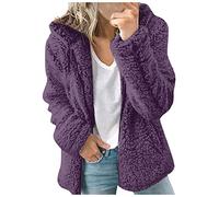 Fleece Coats for Womens UK Full Zipper Soft Fluffy Coats Teddy Fleece Cardigan Jackets Loose Fit Long Sleeve Overcoat Autumn and Winter Warm Hooded Loungewear Longline Outerwear for Girls