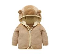 Fleece Cotton Puffer Coats For Toddler Baby Infant Windproof Bear Ear Hoodie Jacket Soft Warm Zipper Outwear Clothes Toddler Girl Clothes Size Boy Winter Coat Size (Brown, 3-6 Months)