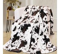 Fleece Cow Print Throw Blanket, Super Soft Flannel Cozy Cow Blankets for Adults, Lightweight Fuzzy Cow Blankets for Couch Sofa Bed Office, Throw Size Warm Plush Blankets for All Season 50"×60"