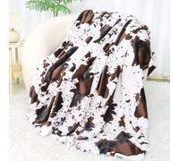 Fleece Cow Print Throw Blanket, Super Soft Flannel Cozy Cow Blankets for Adults, Lightweight Fuzzy Cow Blankets for Couch Sofa Bed Office, Throw Size Warm Plush Blankets for All Season 50"×60"