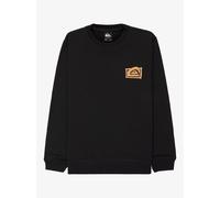 Fleece Crew Neck Sweatshirt with Front and Back Print Black