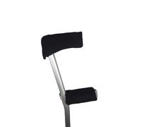 Fleece Crutch Covers - Soft Foam Padded Hand Grip & Forearm Cuff Covers for UK Crutches - Washable, Elastic and Hook & Loop Fastening, Comfortable Support for Everyday Use - Black