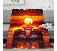 Fleece Decorative Blanket - 3D Jacquard Ferrarii Racing Throw Blankets for Women's Couch & Bed, Soft & Cozy Warm Plush Fluffy The Setting Sun Formulaone Blanket 40x50inch(100x130cm), Perfect Birthday