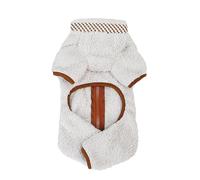 Fleece Dog Coat for Small Dogs with Double D-Ring Zipper on the Back, Pet Jumpsuit, Puppy Pajamas, Winter Autumn, Chihuahua, Yorkie, Thermal Clothes (Beige, 28 x 19 x 2 cm)