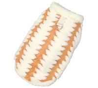 Fleece Dog Sweater for Winter, Big Dog Sweater with Striped Caramel Pattern, Warm High Collar Dog Apparel, Soft Polyester, Sleeveless Fit, Size XL, Chest 19.7 in / 50 cm