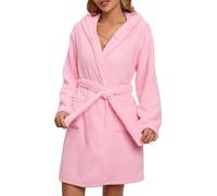 Fleece Dressing Gown Women Fluffy Short Dressing Gowns Ladies Soft Hooded Bathrobe Cozy Plush Bath Robes with Pockets Winter Velvet Warm Nightgowns Ear with Hood Loungewear Gifts for Her