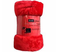 Fleece Faux Fur Roll Mink THROW Throws/ Bed Blanket Beautiful Colours ALL SIZES (Double, Red)