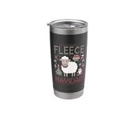 Fleece Feliz Navidad Sheep Ugly Christmas Sweater Stainless Steel Insulated Tumbler