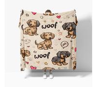 Fleece Flannel Blanket Double 150x200cm, No Shed No Pilling Cute Cartoon Dachshund Cozy Lightweight Throw Blanket for Couch Bed Decor, Soft Warm Light-Colored Sofa Blankets for Women Men