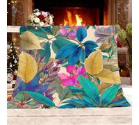 Fleece Flannel Blanket king Size 180x200cm, No Shed No Pilling Hand Drawn Tropical Florals Cozy Lightweight Throw Blanket for Couch Bed Decor, Soft Warm Multicolored Sofa Blankets for Women Men