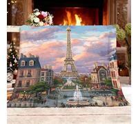 Fleece Flannel Blanket king Size 180x200cm, No Shed No Pilling Watercolor Tower Landscape Cozy Lightweight Throw Blanket for Couch Bed Decor, Soft Warm Cityscape Sofa Blankets for Women Men