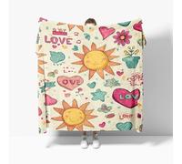 Fleece Flannel Blanket Single 130x150cm, No Shed No Pilling Cute Heart-Shaped Theme Cozy Lightweight Throw Blanket for Couch Bed Decor, Soft Warm Multicolor Sofa Blankets for Women Men