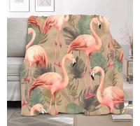 Fleece Flannel Blanket Single 130x150cm, No Shed No Pilling Tropical Pink Flamingo Pattern Cozy Lightweight Throw Blanket for Couch Bed Decor, Soft Warm Pink Sofa Blankets for Women Men