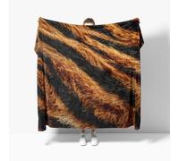 Fleece Flannel Blanket Small Single 100x130cm, No Shed No Pilling Animal Tiger Skin Texture Cozy Lightweight Throw Blanket for Couch Bed Decor, Soft Warm Black And Gold Sofa Blankets for Women Men