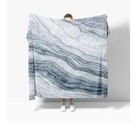 Fleece Flannel Blanket Small Single 100x130cm, No Shed No Pilling Marble Texture Cozy Lightweight Throw Blanket for Couch Bed Decor, Soft Warm White Sofa Blankets for Women Men