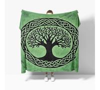 Fleece Flannel Blanket Super King 180x220cm, No Shed No Pilling Celtic Knot Pattern Cozy Lightweight Throw Blanket for Couch Bed Decor, Soft Warm Green Sofa Blanket for Women Men