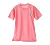 Fleece Fleece Toddler Dress Summer Girl's Nightdress Thin Style Short Sleeved Home Clothes Pajamas Rabbit Print Dinosaur Pajamas for Girls (Pink, 12-18 Months)