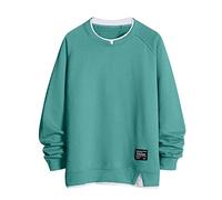 Fleece for Men Uk Long Sleeve Top Jumpers 18Th Birthday Gifts for Girls Sauna Male Casual Solid Patchwork Hoodless Off Shoulder Sleeve Long Sleeve Hoodless Sweatshirt Blouse Promotion Clearance