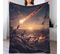Fleece Fuzzy Throw Blanket Planet Colliding with Earth, 3D Fleece Ribbed Jacquard T-Rex Blanket 40x50inch(100x130cm), Fuzzy Aesthetic Room Decor for Couch Sofa Bed, Gifts for Christmas, Birthdays