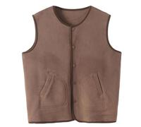 Fleece Gilet for Women Plus Size Sleeveless Button Down Vest Tops Teddy Waistcoat Sherpa Fluffy Vests Solid Color Body Warmer Lightweight Cozy Gilets Ladies Winter Warm Jacket with Pocket