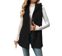 Fleece Gilet for Women Teddy Bear Sleeveless Vest Hooded Jacket Sherpa Fluffy Waistcoat Body Warmer Faux Fur Gilets Fuzzy Cozy Gilets Ladies Winter Warm Jackets Furry Fur Coat Outerwear