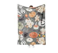 Fleece Halloween Blankets Ghost Spider Web Throw Blanket Autumn Reversible Knitted Throw Blanket Halloween Room Decor Thank You Gifts for Women
