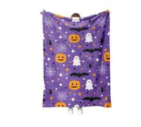 Fleece Halloween Blankets Ghost Spider Web Throw Blanket Autumn Reversible Knitted Throw Blanket Halloween Room Decor Thank You Gifts for Women