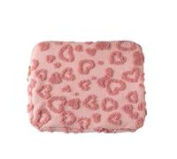 Fleece Heart Embroidery iPad Case, 11 13 15 Inch Plush Laptop Sleeve, Cute Protective Cover for Tablet (Pink,13inches)