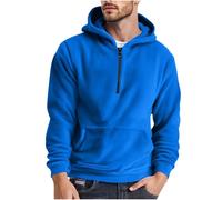 Fleece Hoodie Men Microfleece Half Zip Sweatshirts Autumn Winter Solid Color Fluffy Hoodies Plush Long Sleeve Thermal Tops Casual Hooded Pullover with Pockets 1/4 Zip Hoody for Sports Running