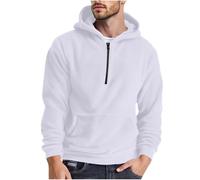 Fleece Hoodie Men Microfleece Half Zip Sweatshirts Autumn Winter Solid Color Fluffy Hoodies Plush Long Sleeve Thermal Tops Casual Hooded Pullover with Pockets 1/4 Zip Hoody for Sports Running