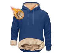 Fleece Hoodie Men Uk - Sherpa Lined Sweatshirts Winter Warm Jumpers Solid Color Fluffy Hooded Pullover Comfy Plain Sweater Drawstring Hoody Long Sleeve Tops Outerwear Work Wear Fleece Tops For Men