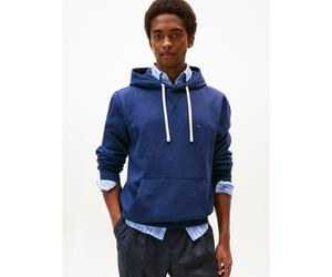 Fleece Hoodie with Embroidered Flag Navy Blue