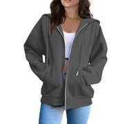 Fleece Hoodie Women, Womens Plain Zip Up Hoodie Ladies Hoody Soft Casual Hooded Sweatshirt Top Long Sleeve Jacket Jumper 30th Birthday Gifts for Women,Dark Gray,S,U42K