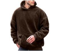Fleece Hoodies for Men UK Winter Warm Sherpa Sweatshirts Fluffy Hooded Pullover Double Fleece Lightweight Soft Top Thermal Casual Loose Thick Plain Solid Hoodie Kangaroo Pockets S-5XL