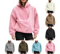 Fleece Hoodies For Women Oversized Kangaroo Pocket Pet Pouch, Winter Warm Fuzzy Fleece Pullover Cute Holder Long Sleeve Tops For Pet Animal Lover(Pink,X-Large)
