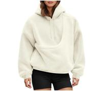 Fleece Hoodies For Women Oversized Kangaroo Pocket Pet Pouch, Winter Warm Fuzzy Fleece Pullover Cute Holder Long Sleeve Tops For Pet Animal Lover(White,XX-Large)