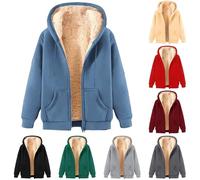 Fleece Hoodies for Women UK Clearance, Ladies Full Zip Sweatshirt Cardigan Jumpers Drawstring Jacket Long Sleeve Coat Solid Color Casual Outerwear Winter Warm Shirts with Pockets Outdoor Activewear