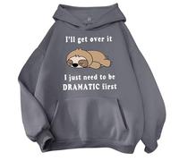 Fleece Hoodies for Women UK Long Sleeve Cartoon Animal Print Hooded Sweatshirt Cute Girl Kawaii Sweatshirt Vintage Harajuku Streetwear Funny Teenager Pullover Tops Fall Winter Casual Warm Tops S-3XL