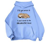 Fleece Hoodies for Women UK Long Sleeve Cartoon Animal Print Hooded Sweatshirt Cute Girl Kawaii Sweatshirt Vintage Harajuku Streetwear Funny Teenager Pullover Tops Fall Winter Casual Warm Tops S-3XL