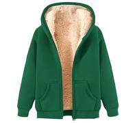 Fleece Hoodies For Women Zip Up Sherpa Hoodie Thermal Warm Pullover Sweatshirts Solid Color Long Sleeve Fall Sweaters Fashion Cute Winter Clothes (Green-1, L)