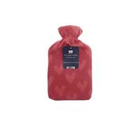 Fleece hot Water Bottles 2litre Multiple Designs Easy Removable Cover Soft and Cosy (Pink White Hearts)