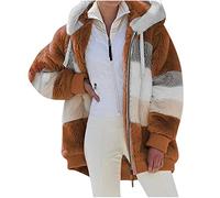 Fleece Jacket Hoodie Women's Colour Block Winter Jacket Warm Plush Jacket Zip Hooded Jacket Winter Teddy Jacket Winter Coat Teddy Fleece Jacket Long Sleeve Cuddly Jacket Coat (Available in Plus Size),