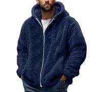 Fleece Jacket Mens Full Zip,Fuzzy Sherpa Fleece Jacket for Men Fluffy Hoodies Jumpers Long Sleeve Comfy Hooded Warm Winter Jacket Faux Fur Coat Outdoor Work Outerwear Plus Size 8-20