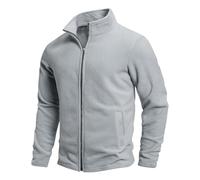 Fleece Jacket Mens Full Zip, Winter Coats for Men Full-Zip Microfleece Jackets with Pockets Casual Thermal Coat Plain Warm Sweatshirts Comfortable Outerwear for Sports Outdoor Hiking Walking
