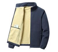 Fleece Jacket Men's Warm Winter Jacket with Fleece Inside Corduroy Jacket Thick Thermal Jacket Outdoor Sweat Jacket with Inner Pocket Men's Jacket Stand Collar Jacket Plain Leisure Jacket, blue, L
