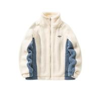 Fleece Jacket Men's Winter Warm Sherpa Jacket Patchwork Teddy Fleece Jacket Outerwear Teddy Fleece with Stand-up Collar Fluffy Shaggy Teddy Jacket Winter Jacket with Zipper Thickened Plush Jacket(Blue